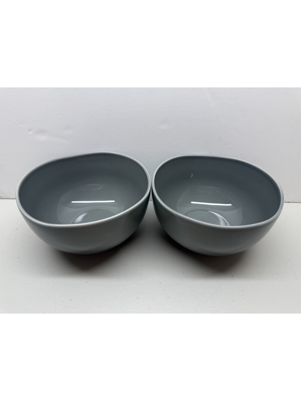 West Elm Set of Two Gray Organic Porcelain Bowls 6" Cereal Soup Salad 3" High